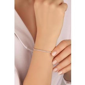 Mistik Silver 1.5 mm Taşlı Gümüş Su Yolu Bileklik