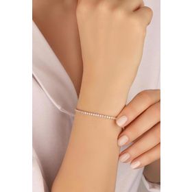 Mistik Silver 1.5 mm Taşlı Gümüş Su Yolu Bileklik