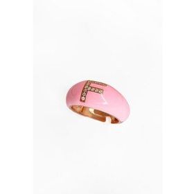 Mistik Silver Açık Pembe Mineli Gümüş Harf Yüzük