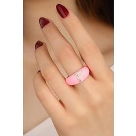 Mistik Silver Açık Pembe Mineli Gümüş Harf Yüzük