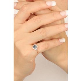 Mistik Silver Aqua Marin Taşlı Gümüş Eklem Yüzük