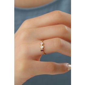 Mistik Silver Baget Renkli Taşlı Gümüş Yüzük