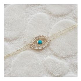 Mistik Silver Baget Taşlı Göz Gümüş Bileklik