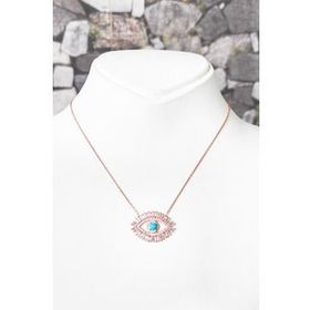 Mistik Silver Baget Taşlı Göz Gümüş Kolye