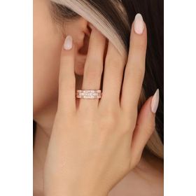 Mistik Silver Beyaz Baget Taşlı Gümüş Yüzük