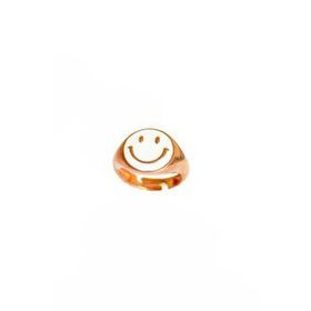 Mistik Silver Beyaz Mineli Gülen Emojili Gümüş Yüzük