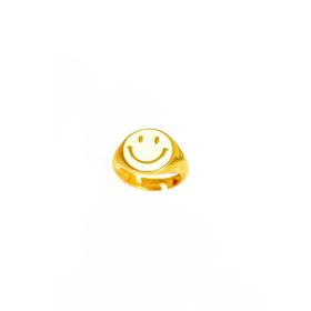 Mistik Silver Beyaz Mineli Gülen Emojili Gümüş Yüzük