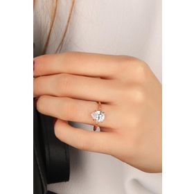 Mistik Silver Beyaz Renk Kalp Doğal Taşlı Gümüş Yüzük