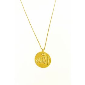Mistik Silver Beyaz Taşlı Arapça ALLAH Yazılı Gümüş Kolye