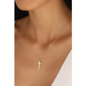Mistik Silver Beyaz Taşlı Gümüş Haç Kolye