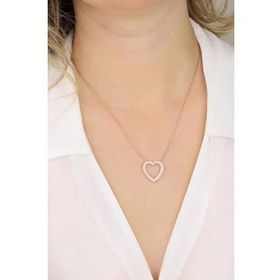 Mistik Silver Beyaz Taşlı Gümüş Kalp Kolye