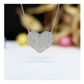 Mistik Silver Beyaz Taşlı Gümüş Kalp Kolye