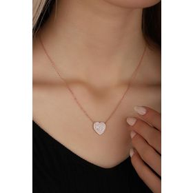 Mistik Silver Beyaz Taşlı Gümüş Kalp Kolye