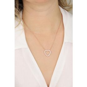 Mistik Silver Beyaz Taşlı Gümüş Kalp Kolye