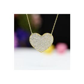 Mistik Silver Beyaz Taşlı Gümüş Kalp Kolye