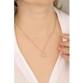Mistik Silver Beyaz Taşlı Kuzey Yıldızı Gümüş Kolye