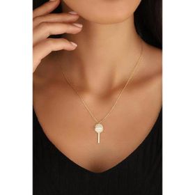 Mistik Silver Beyaz Taşlı Lolipop Şeker Gümüş Kolyesi