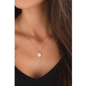 Mistik Silver Beyaz Taşlı Lolipop Şeker Gümüş Kolyesi
