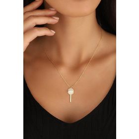 Mistik Silver Beyaz Taşlı Lolipop Şeker Gümüş Kolyesi