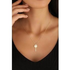 Mistik Silver Beyaz Taşlı Lolipop Şeker Gümüş Kolyesi