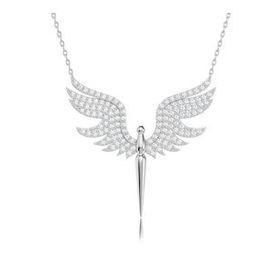 Mistik Silver Beyaz Taşlı Melek Gümüş Kolye