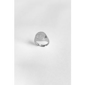Mistik Silver Beyaz Taşlı Oval Şovalye Gümüş Yüzük