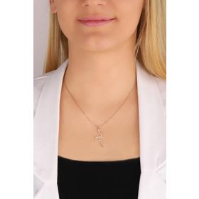 Mistik Silver Beyaz Taşlı Yılan Gümüş Kolye