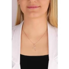 Mistik Silver Beyaz Taşlı Yılan Gümüş Kolye
