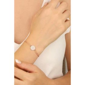 Mistik Silver Beyaz Taşlı Yuvarlak Gümüş Bileklik