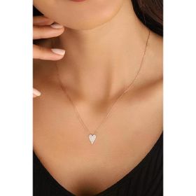 Mistik Silver Beyaz Zirkon Taşlı Küçük Kalp Gümüş Kolye