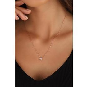 Mistik Silver Beyaz Zirkon Taşlı Küçük Yıldız Gümüş Kolye
