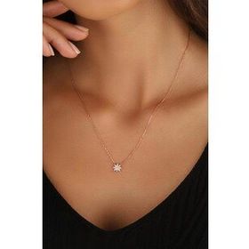 Mistik Silver Beyaz Zirkon Taşlı Küçük Yıldız Gümüş Kolye
