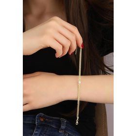 Mistik Silver Büyük Tek Taşlı Gurmet Zincirli Gümüş Bileklik