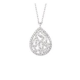 Mistik Silver Damla Taşlı Gümüş Baget Kolye