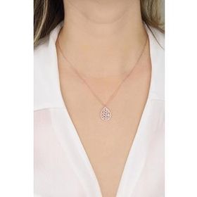Mistik Silver Damla Taşlı Gümüş Baget Kolye