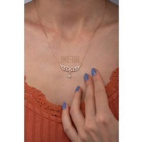 Mistik Silver Damla Taşlı Gümüş Baget Kolye