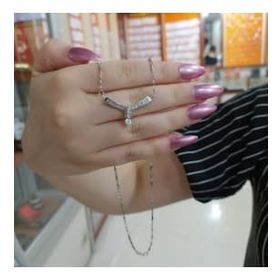 Mistik Silver Damla Taşlı Gümüş Baget Kolye