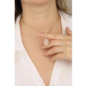 Mistik Silver Damla Taşlı Gümüş Baget Kolye