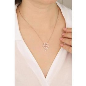 Mistik Silver Damla Taşlı Siyah Kelebek Gümüş Kolye