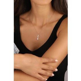 Mistik Silver Dikey Üç Taşlı Gümüş Kolye