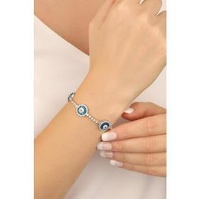 Mistik Silver Gümüş 3 Cam Gözlü Bileklik