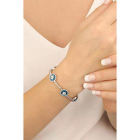 Mistik Silver Gümüş 5 Cam Gözlü Bileklik