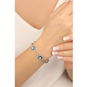 Mistik Silver Gümüş 5 Cam Gözlü Bileklik