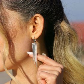 Mistik Silver Gümüş Sarkıt Taşlı Küpe