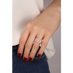Mistik Silver Gurmet Zincir Modeli Taşlı Gümüş Yüzük