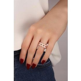 Mistik Silver Gurmet Zincir Modeli Taşlı Gümüş Yüzük