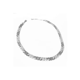 Mistik Silver Kalın Gurmet Zincir Yarısı Taşlı Yarısı Taşsız Gümüş Choker Kolye