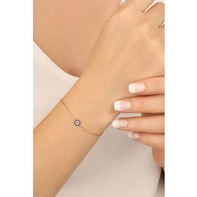 Mistik Silver Klasik Nazar Boncuklu Gümüş Bileklik