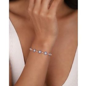 Mistik Silver Klasik Nazar Boncuklu Gümüş Bileklik