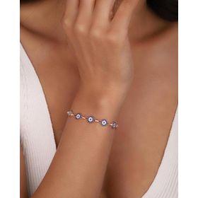 Mistik Silver Klasik Nazar Boncuklu Gümüş Bileklik